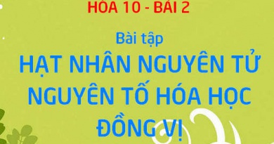 Bài tập về Hạt nhân nguyên tử, Số khối, Số hiệu nguyên tử, Nguyên tử khối trung bình - Hóa 10 bài 2